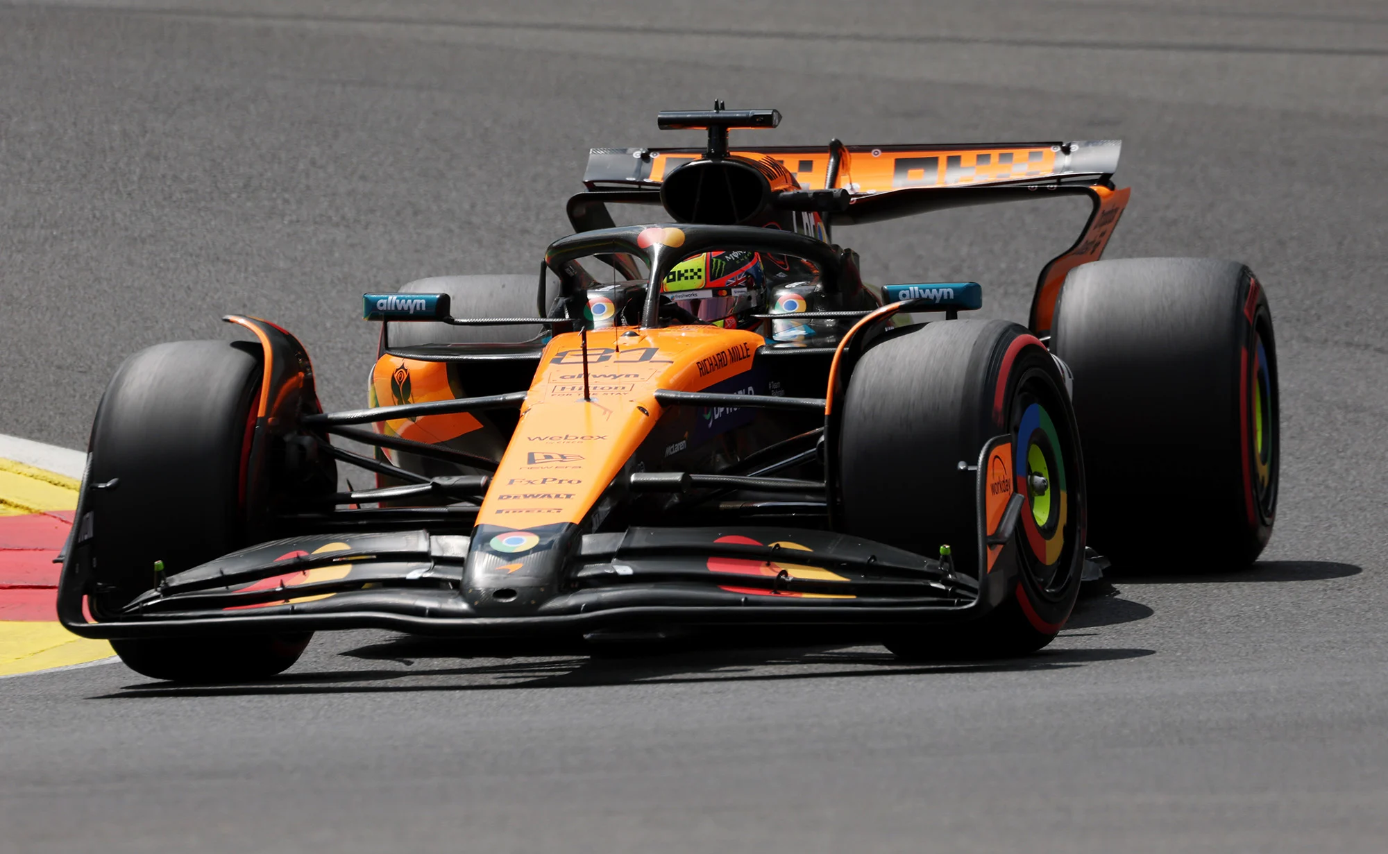 Oscar Piastri setting the track record for Spa in sprint qualifying in 2025