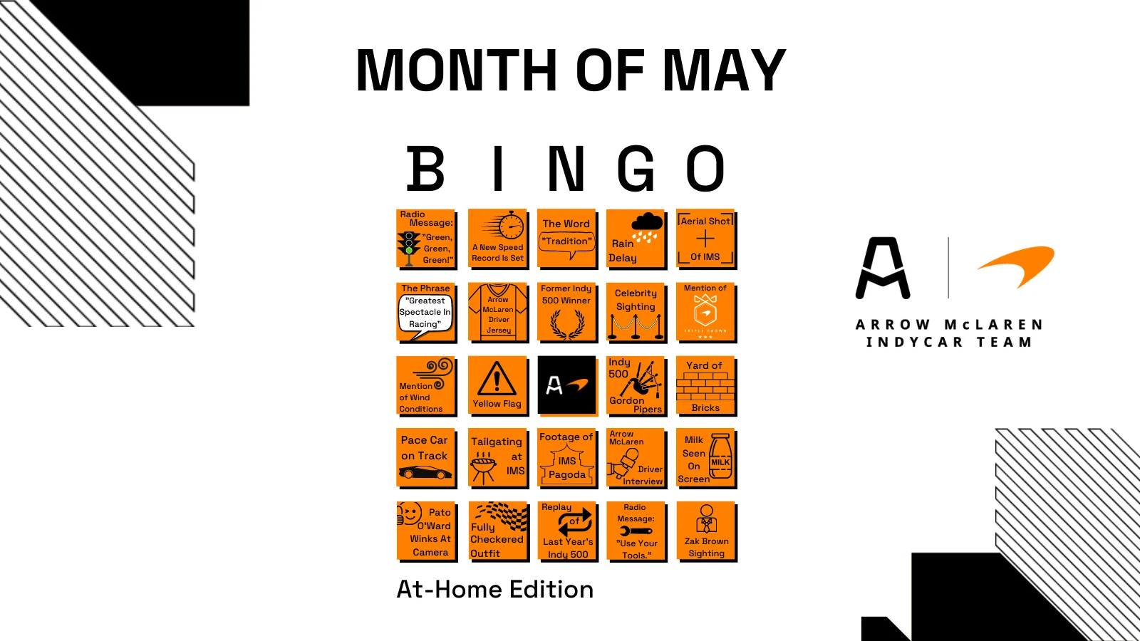 Indycar - 2023 - Indianapolis-500 - Arrow-mclaren-at-home-indy-500-bingo