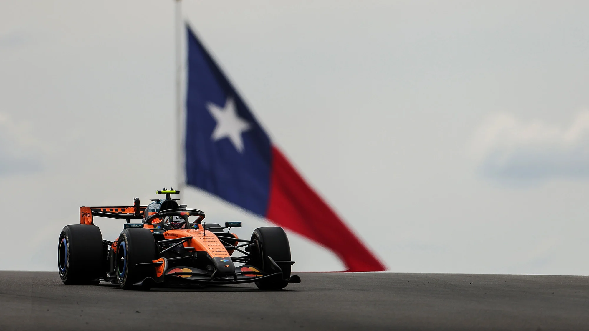 Lando Norris driving the (1) McLaren MCL40 Mercedes on track during the F1 Grand Prix of United States at Circuit of The Americas on October 25, 2026 in Austin, Texas. 