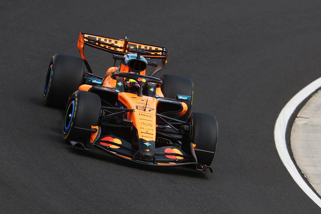 Leonardo Fornaroli driving the MCL40 on track during FP1 ahead of the Grand Prix of Hungary