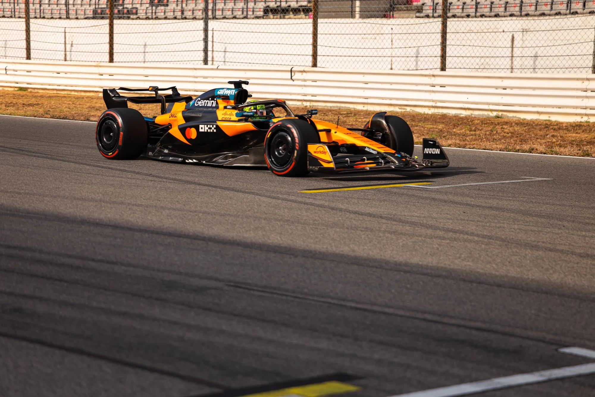 Lando Norris driving the MCL60 in Portimao