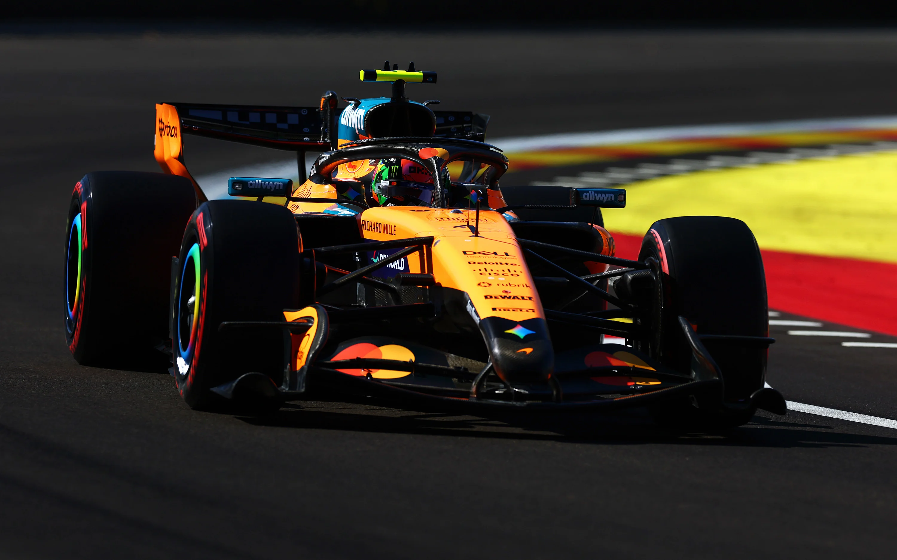 Lando Norris on track in the MCL40