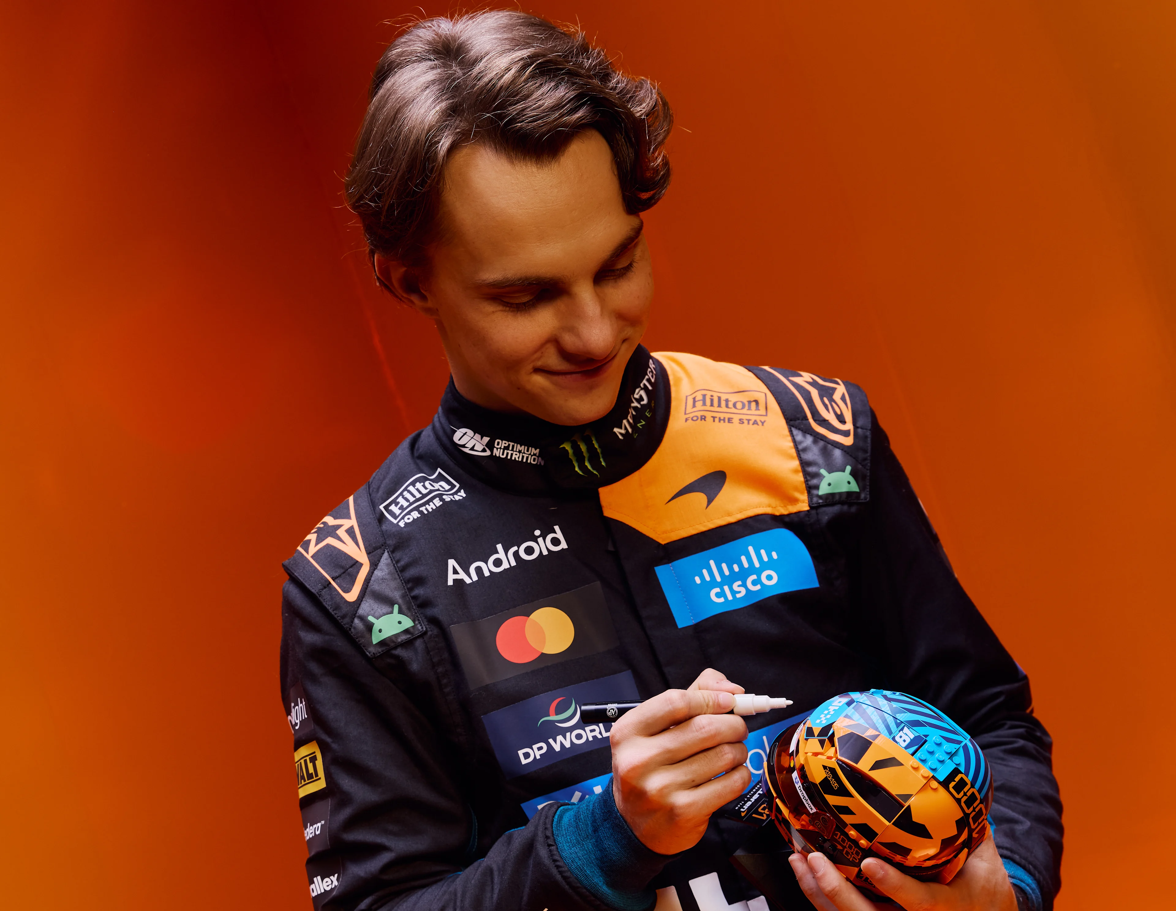 Oscar and his LEGO® helmet