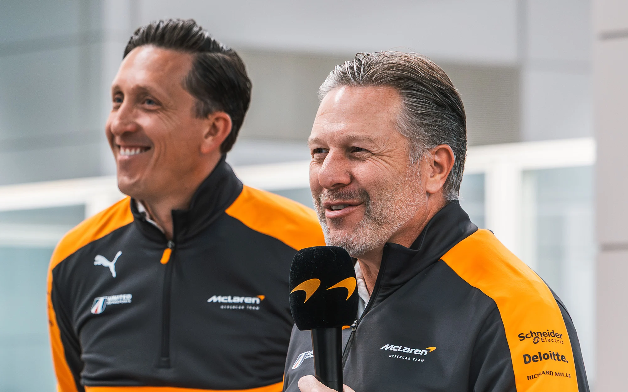 James Barclay and Zak Brown at the McLaren Technology Centre