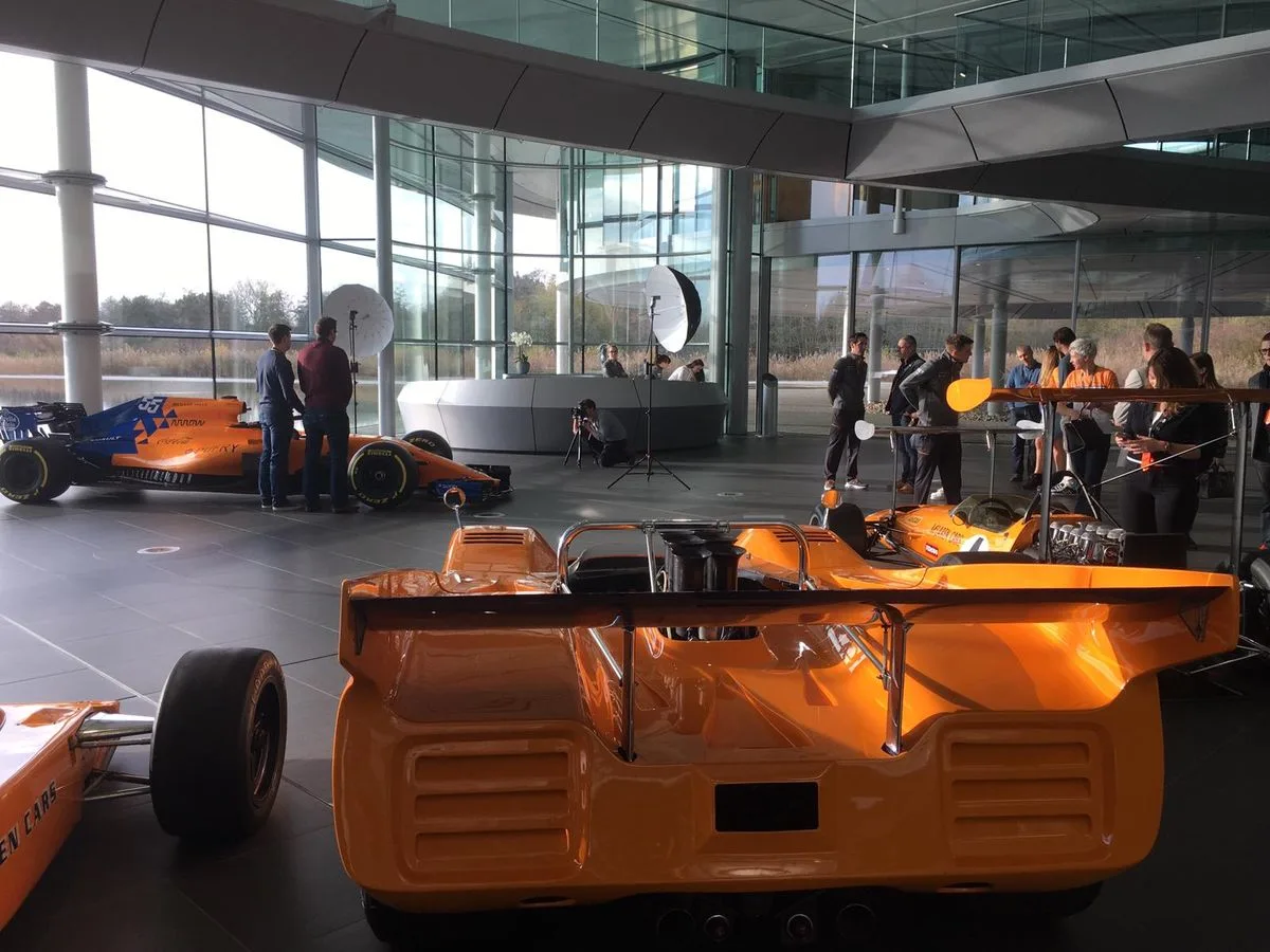 Back at base Our lucky McLaren Plus fans gather at HQ to watch the Brazilian GP - 2