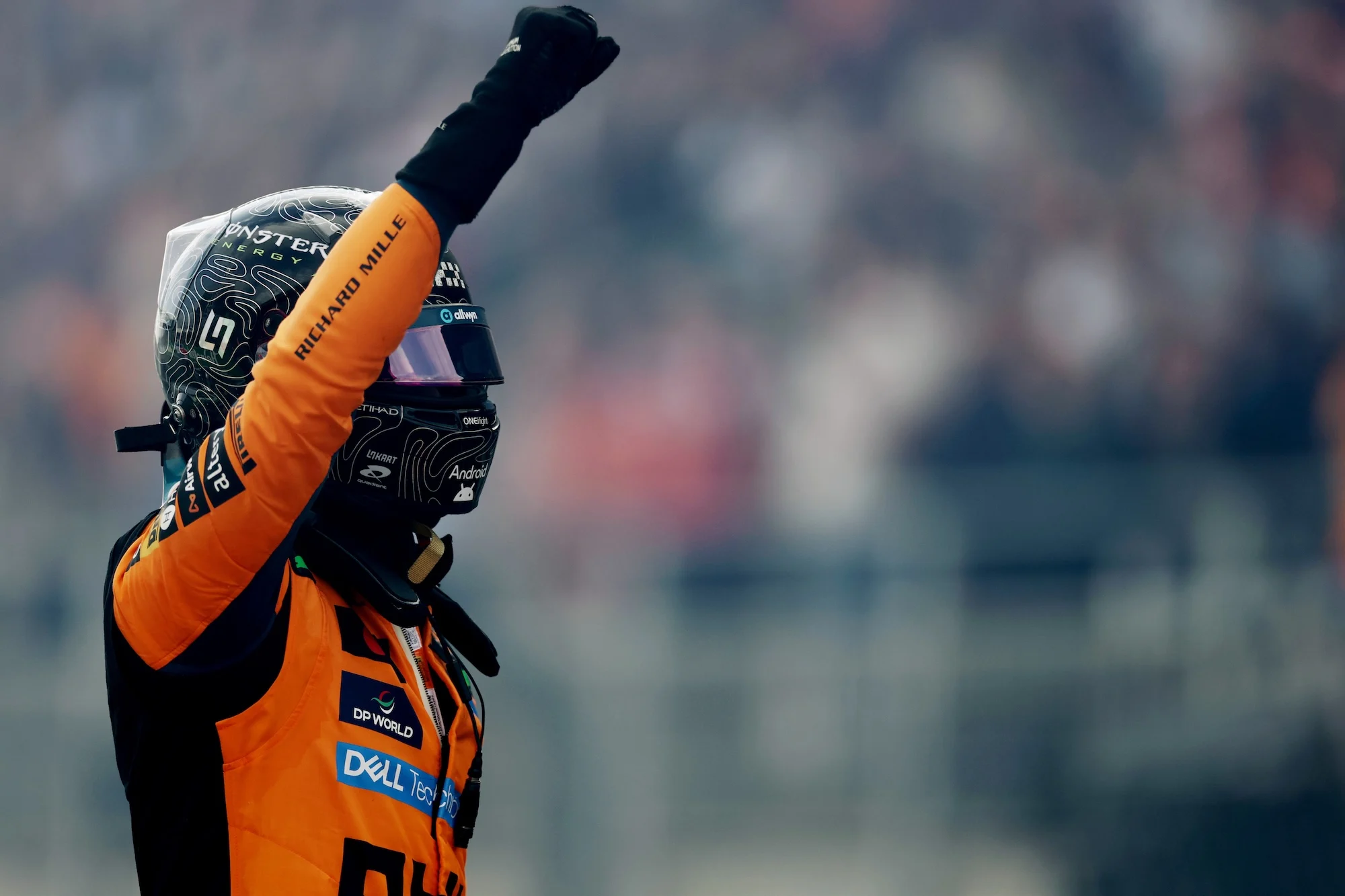 Lando Norris celebrating his win at Zandvoort 2026