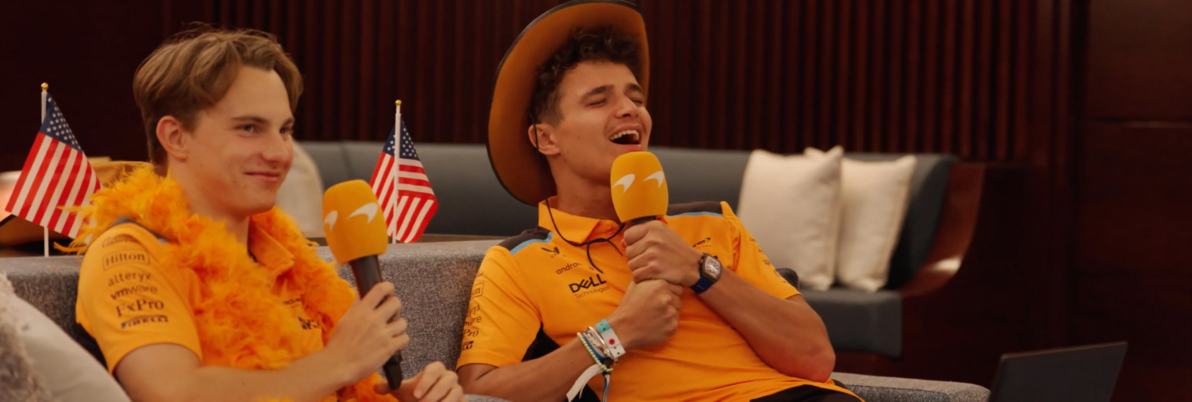 Lando and Oscar take on the finish the lyric challenge