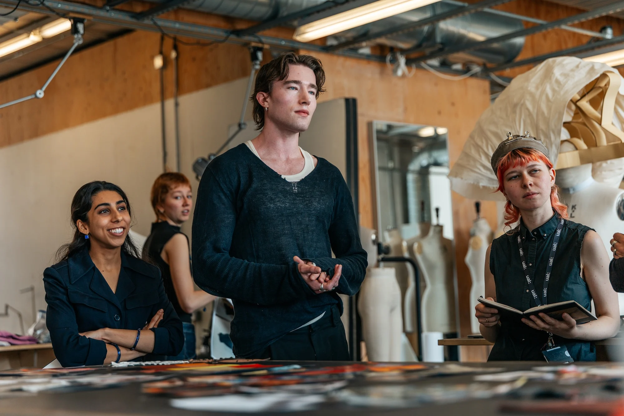 McLaren Racing and Central Saint Martins students planning the designed to race fashion show campaign