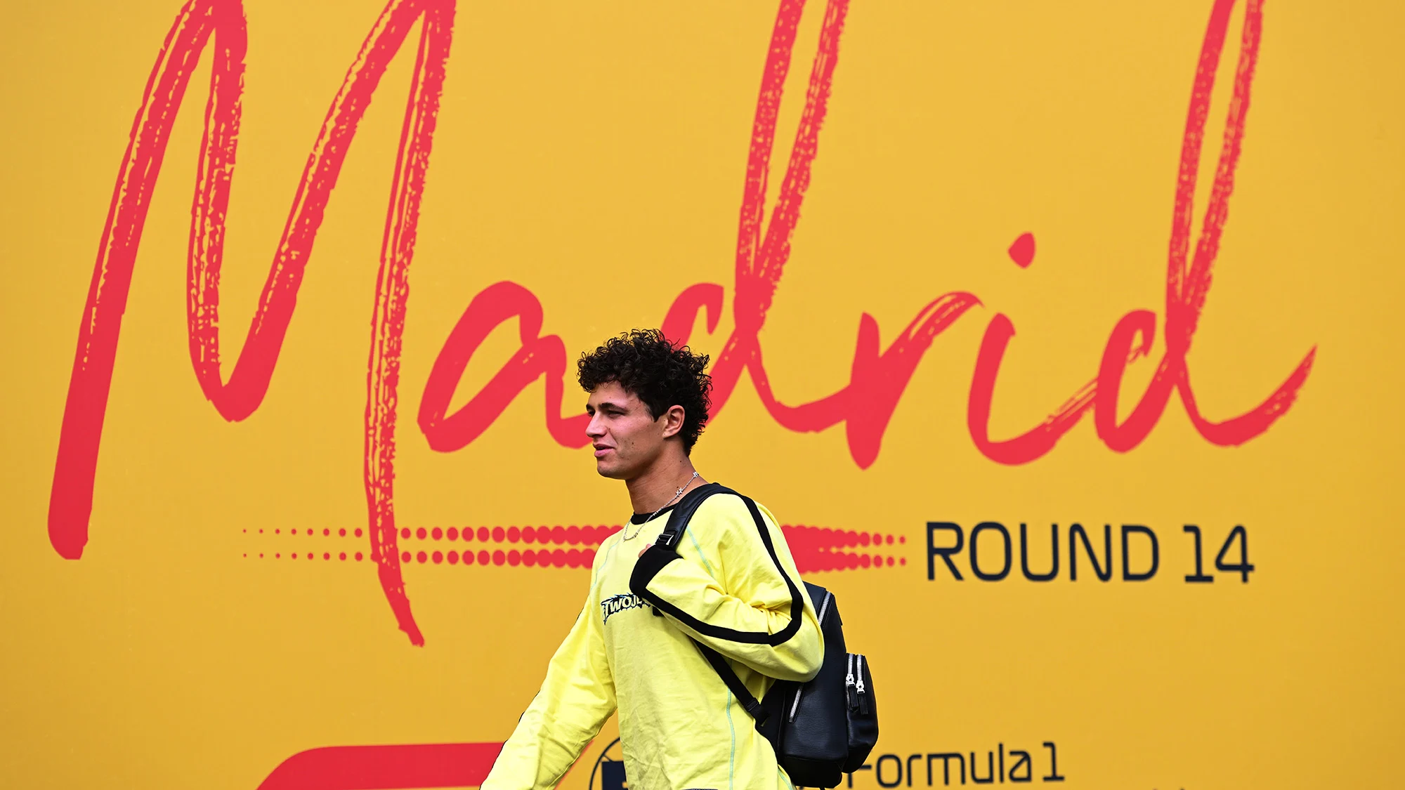 Lando Norris arriving for Media Day at the Madring