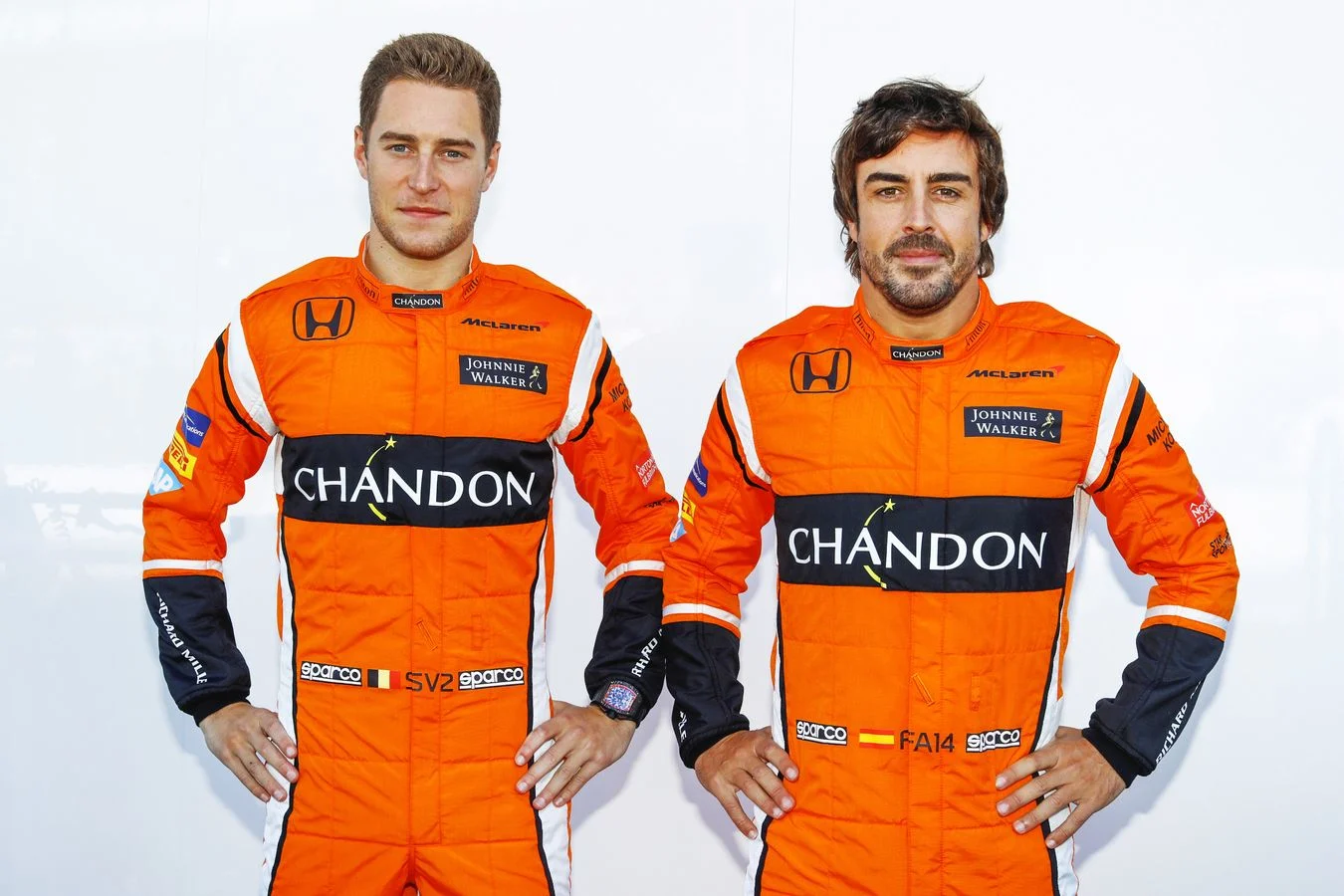 - 2017: Stoffel and Fernando wearing the commemorative orange overalls at the Italian GP.