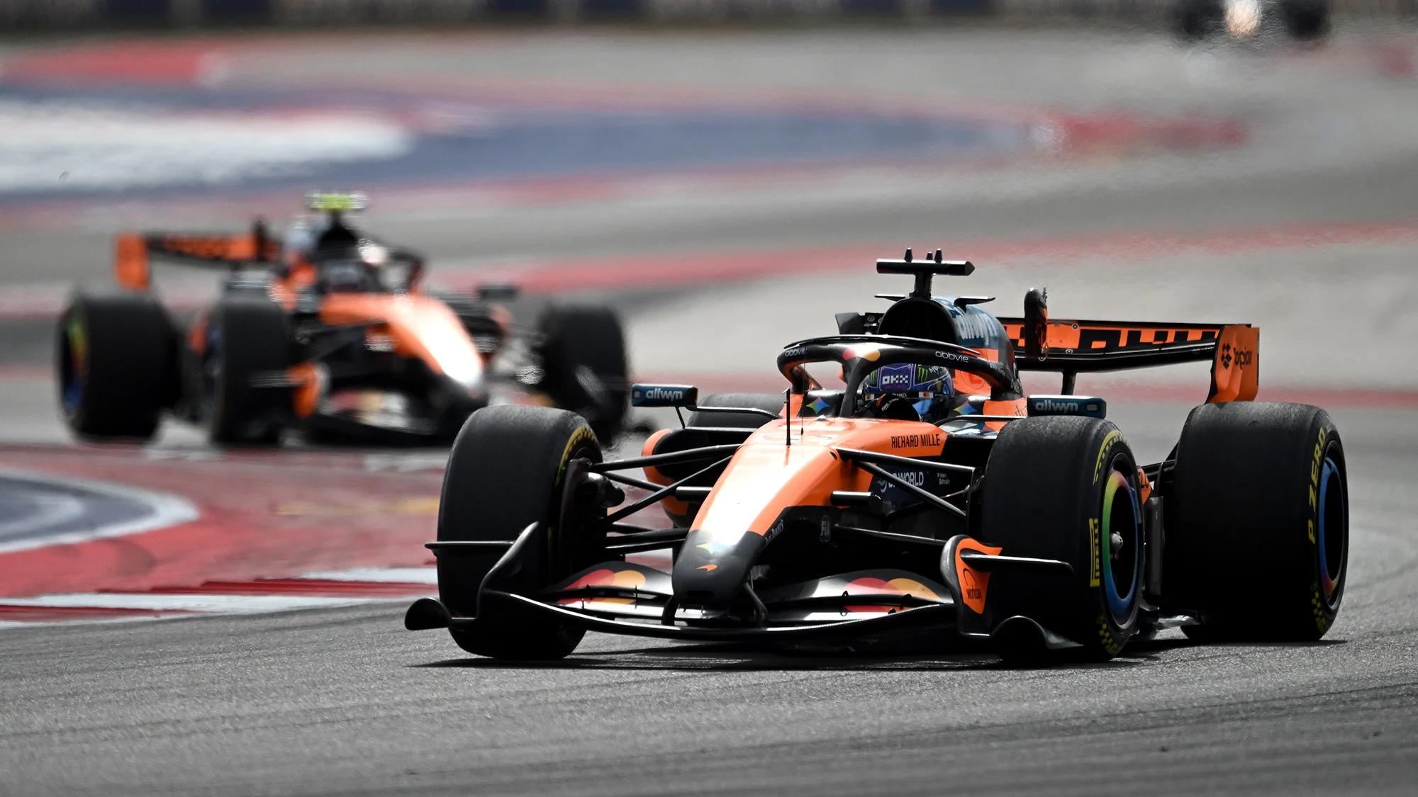 Oscar Piastri and Lando Norris on track at the United States Grand Prix 2026