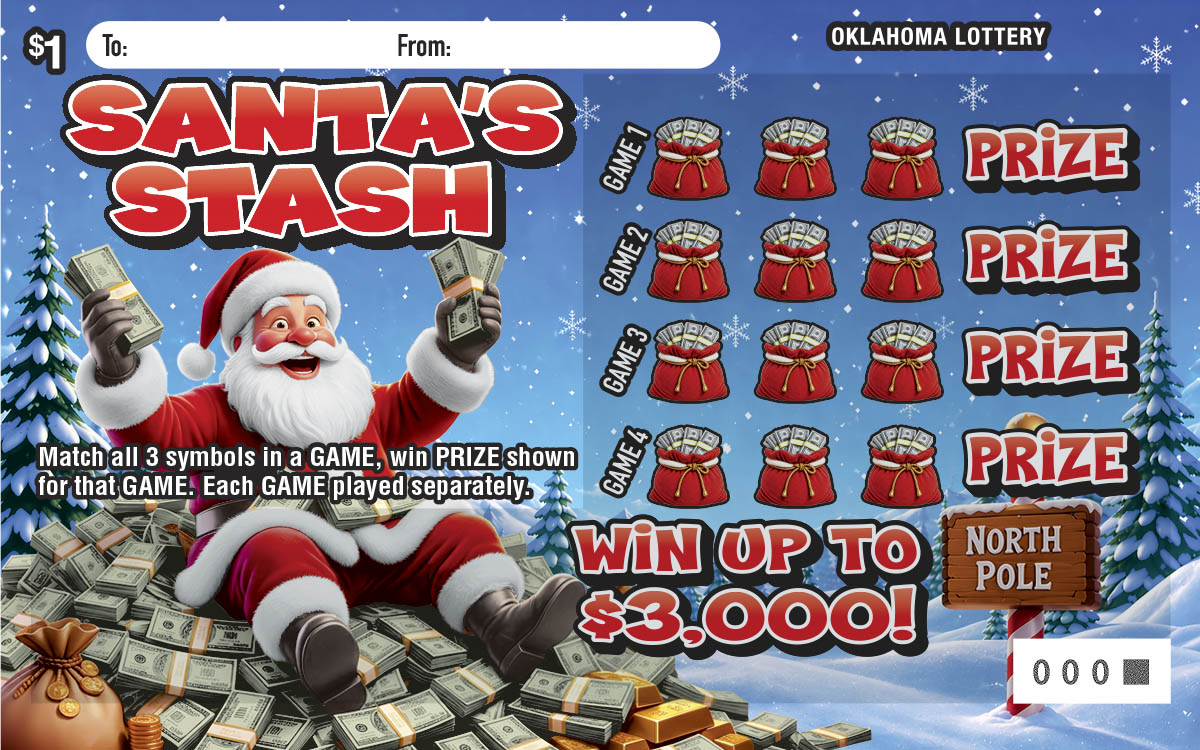 Santa's Stash Oklahoma scratch-off ticket