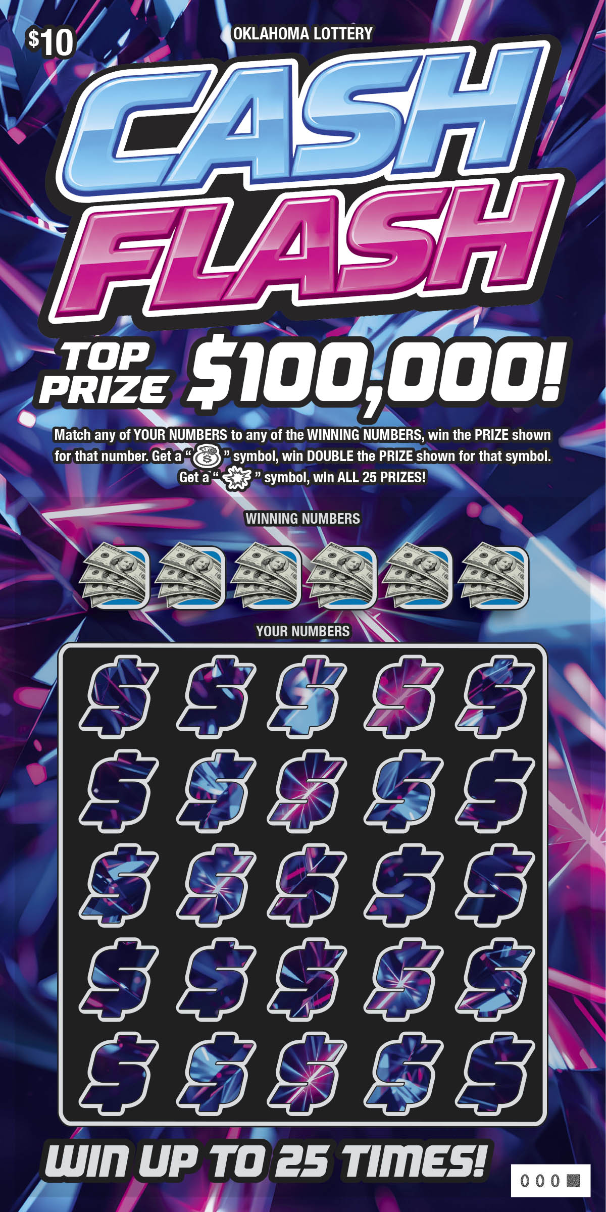 Cash Flash Oklahoma scratch-off ticket