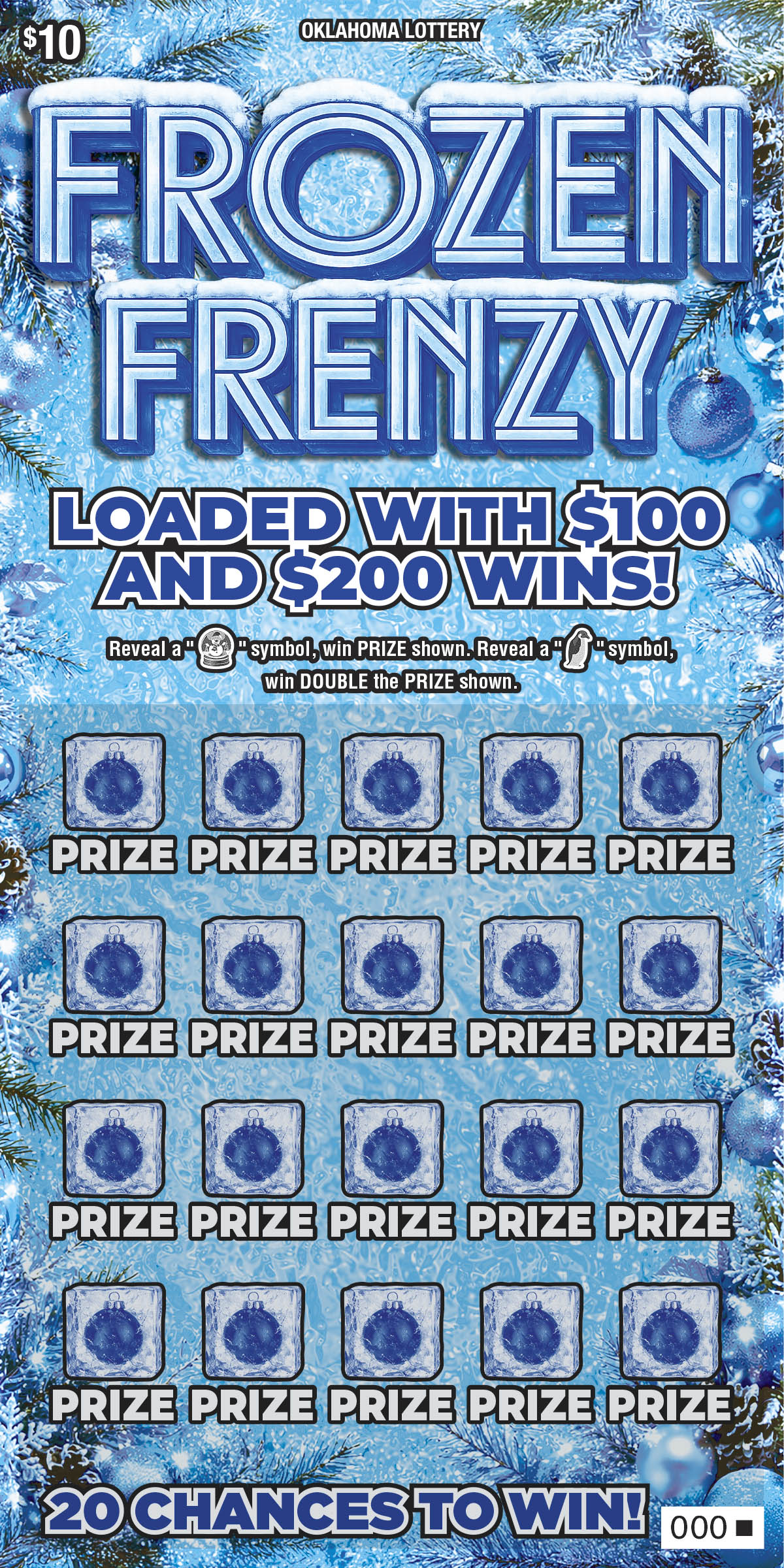 Frozen Frenzy Oklahoma scratch-off ticket