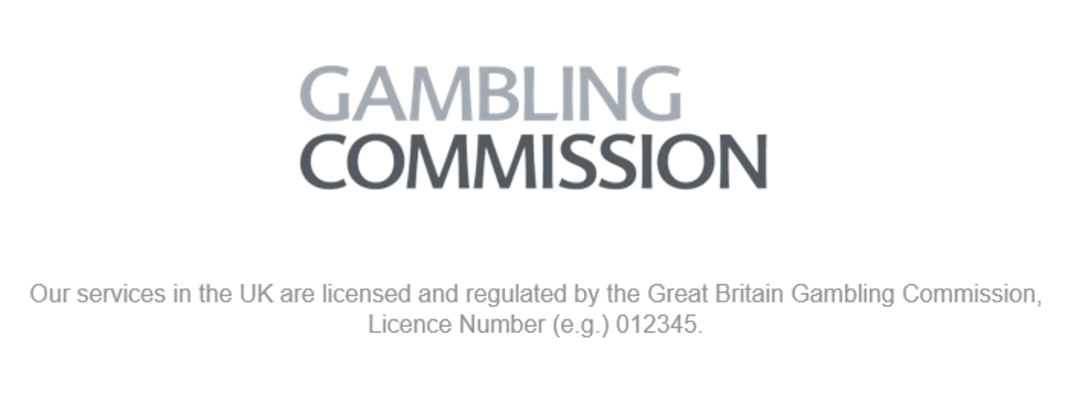 Gambling Commission logo and license.