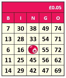 75 Ball Bingo card