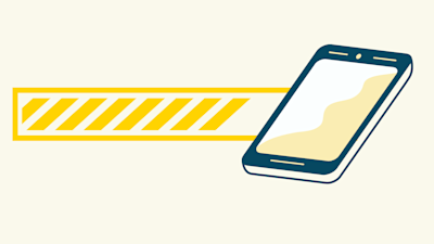 This image shows a loading bar and a smartphone. It is used as the cover image for the article: Optimizing Email Load Times for Mobile