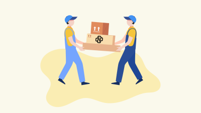 This image shows a graphic of two men carrying a package with a Python logo. It is used to illustrate the article "Mastering AWS SES: A Python Guide to Templated Emails with Attachments".