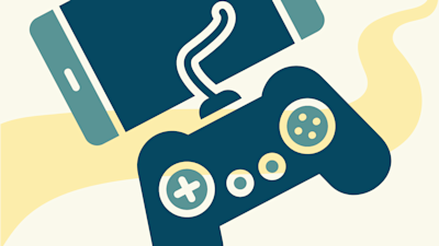 This image shows a stylised graphic of a game controller connected to a mobile phone. It serves as the cover image for the article: Boosting User Engagement in Mobile Games with Automated Emails