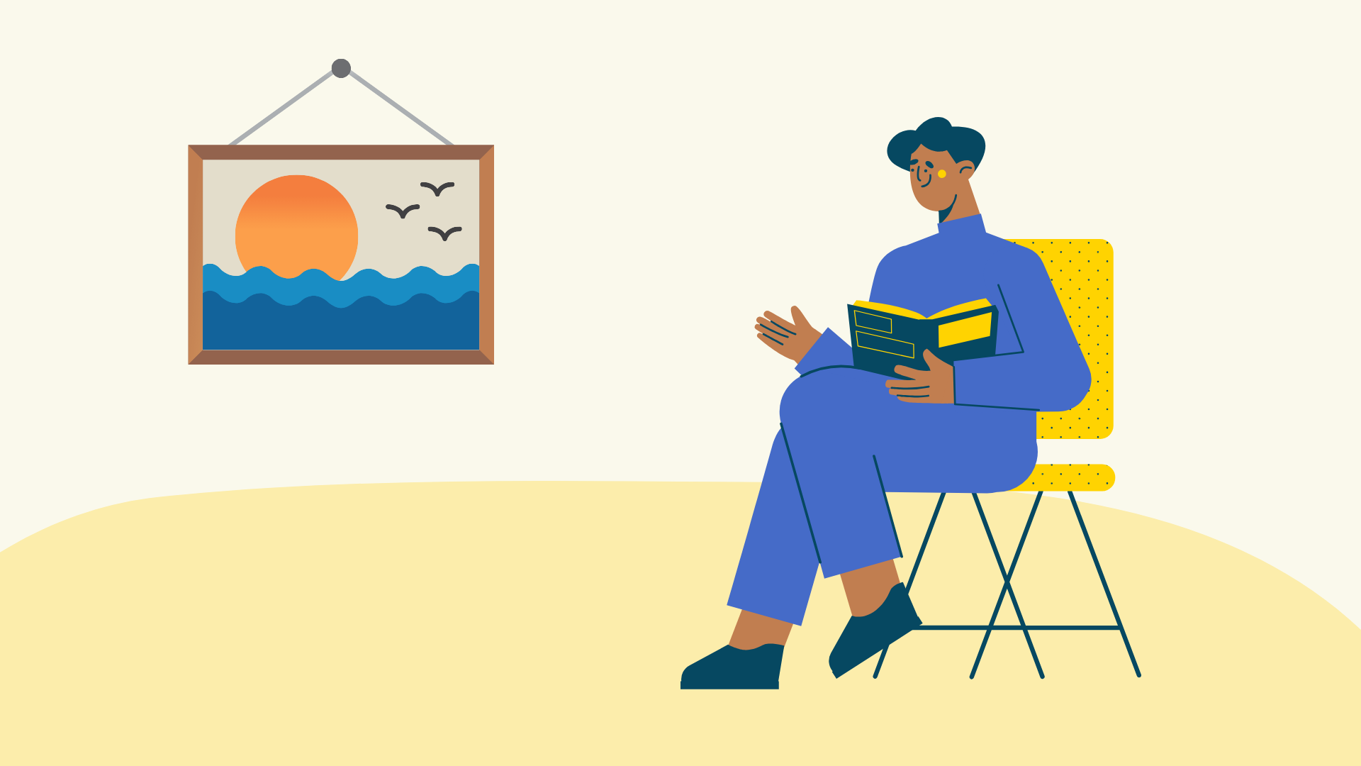 This image shows a man sitting on a chair and reading from a book. It is used to illustrate the article: ‘Enhancing Visual Storytelling in AWS SES Email Templates: Best Practices & Tips’