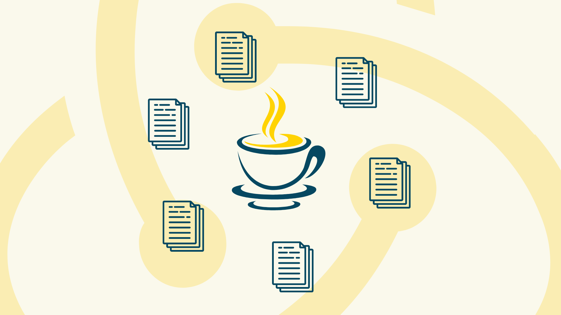 This image shows a JavaScript symbol surrounded by several stylized templates. It is intended to illustrate the article "Copy AWS SES Email Templates Between AWS Accounts Using JavaScript".