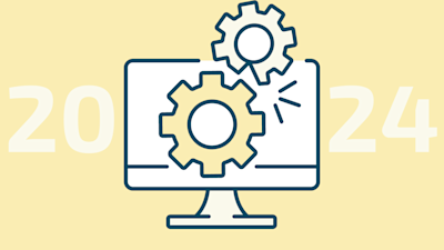 This picture shows a stylized computer in combination with gears. It serves as the cover image for the AWS SES Setup Guide 2024.