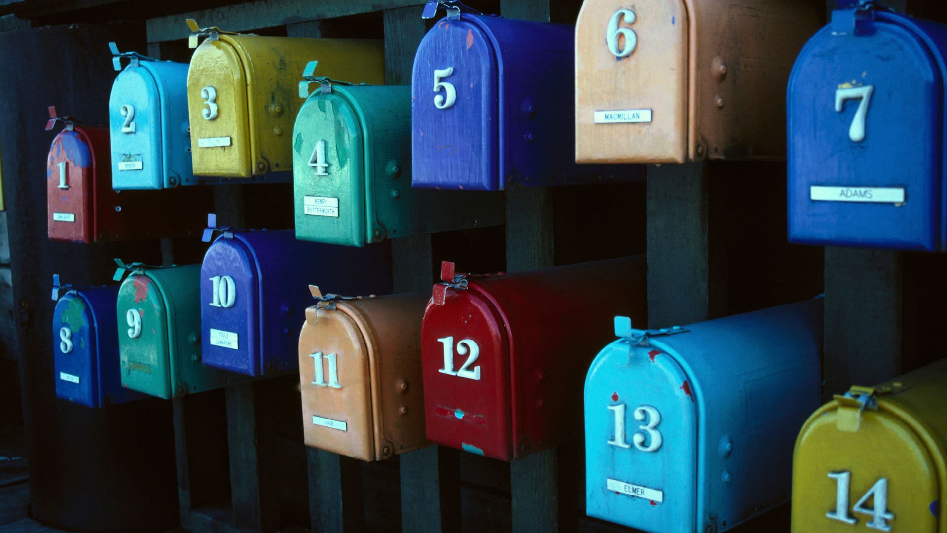 This picture shows many colorful mailboxes. It is meant to illustrate that there are different protocols through which emails can be sent and received. 