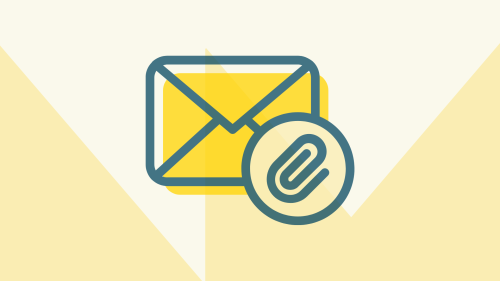 This image shows a stylized graphic of an email with attachment. It serves to illustrate the article: "Setting up a Lambda Function for Sending Templated Emails with Attachments Using AWS SES and Nodemailer in Node.js"