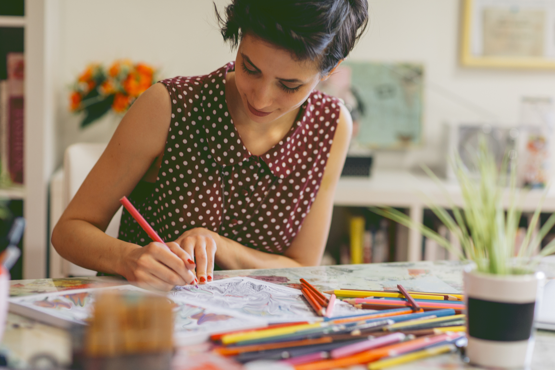 woman coloring