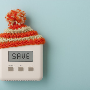 Thermostat with a winter hat.