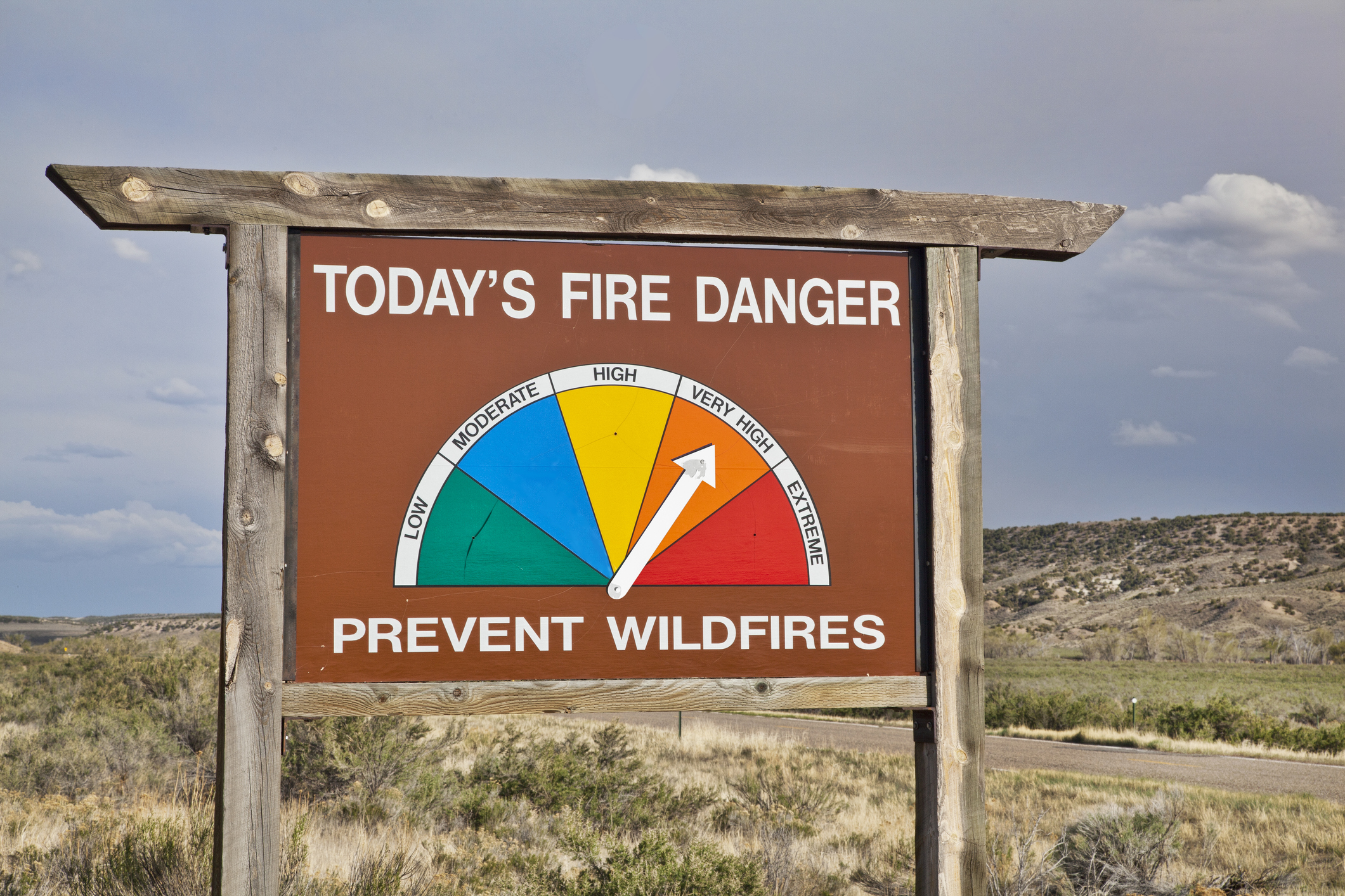 A wildfire warning sign.