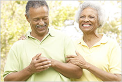 Smiling older couple