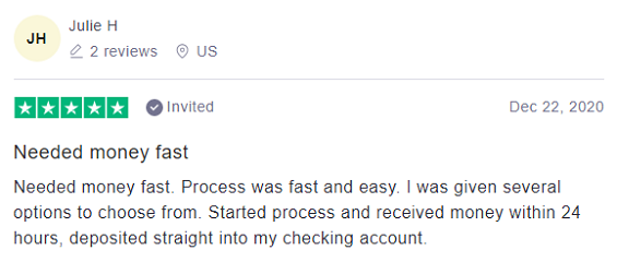 Trustpilot review: OneMain Financial - 5 stars by Julie H
