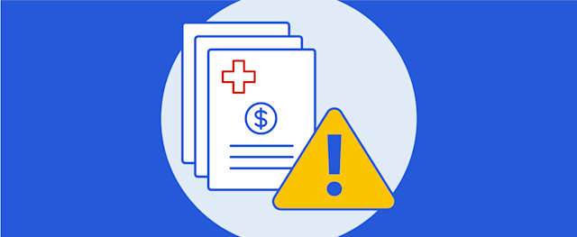 Medical bills and warning icon