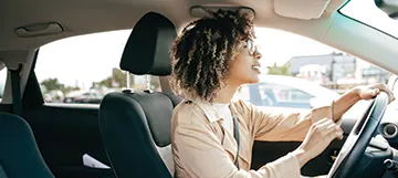 Woman stuck in traffic