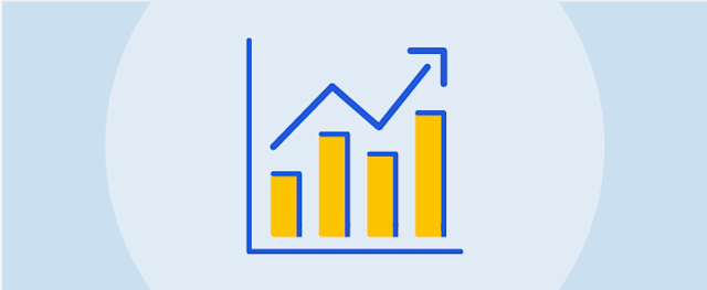 The image shows a bar chart with a line graph overlay, representing growth or progress trends.