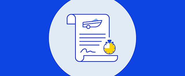 Boat financing article editor with a loan duration illustration.