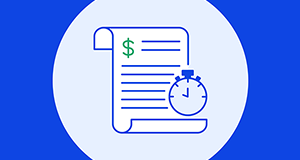 A loan document with a dollar sign and a stopwatch, symbolizing loan maturity.