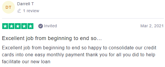 Trustpilot review: OneMain Financial - 5 stars by Darrell T
