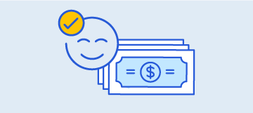 Dollars and a smiley emoji