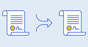 The image visually represents the process of transferring a car title from one owner to another.