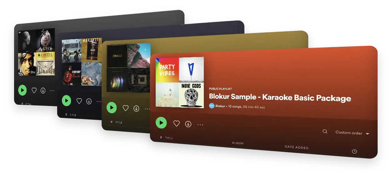Example playlists of songs through Blokur