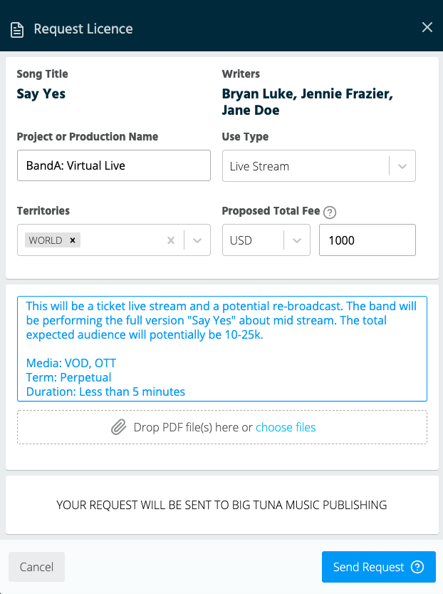 Music Licensing Request