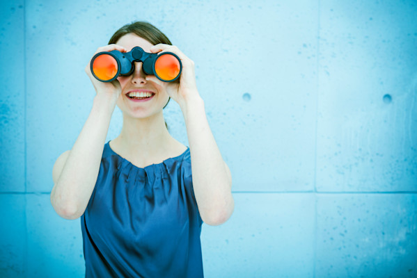 Binocular woman