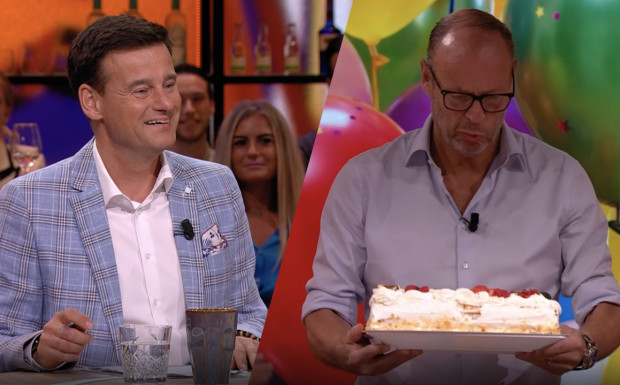 Directeurtje Marco Louwerens brengt taart vanwege 100ste Vandaag Inside