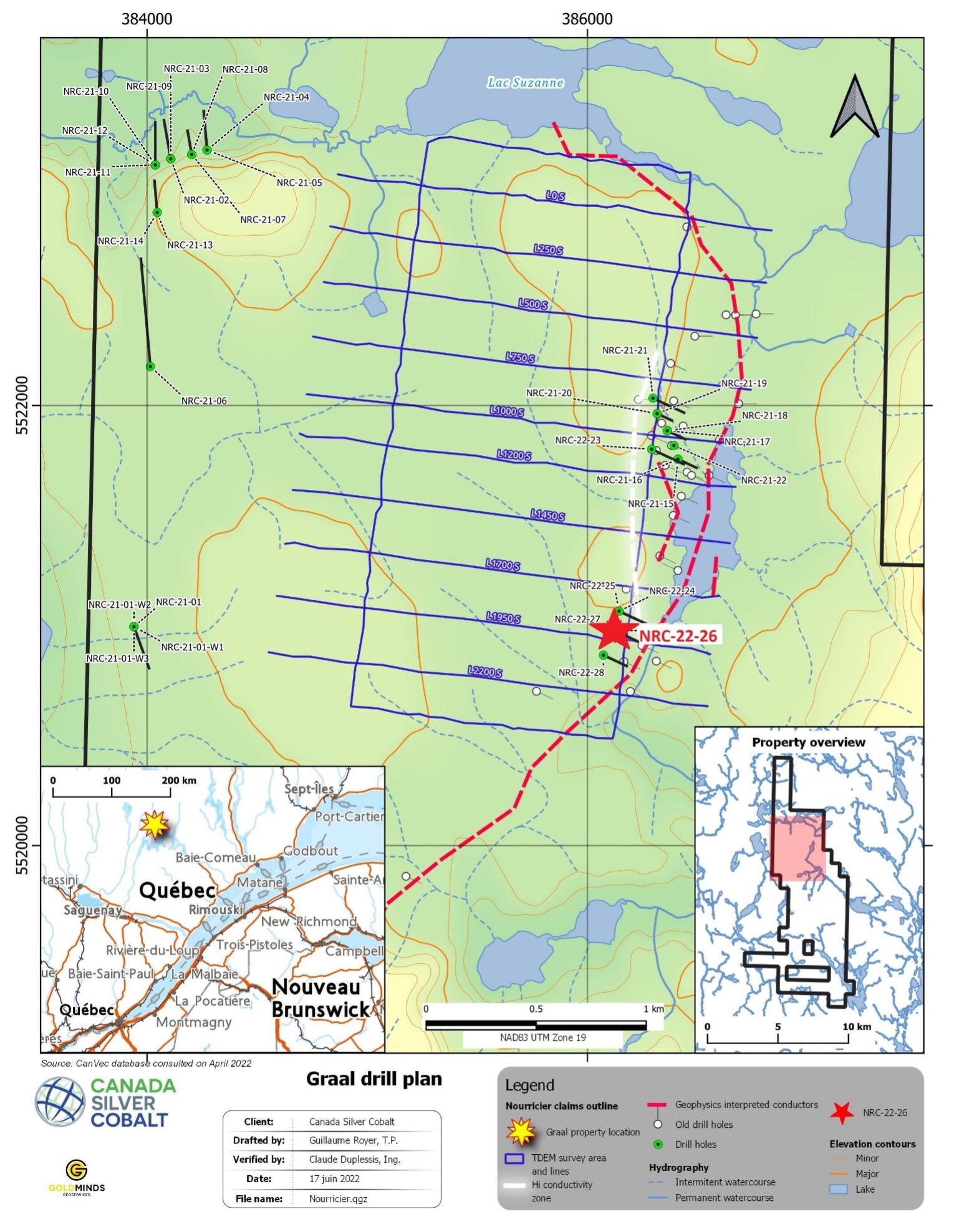 Map of drilling at Graal from June