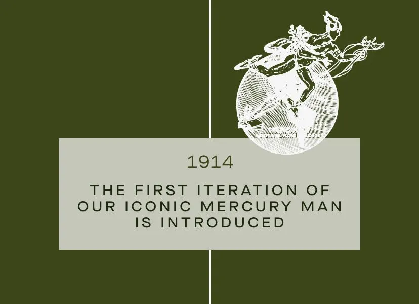 FTD Timeline - 1914: FTD introduces the iconic Mercury Man logo, inspired by the Roman god of speed and communication.