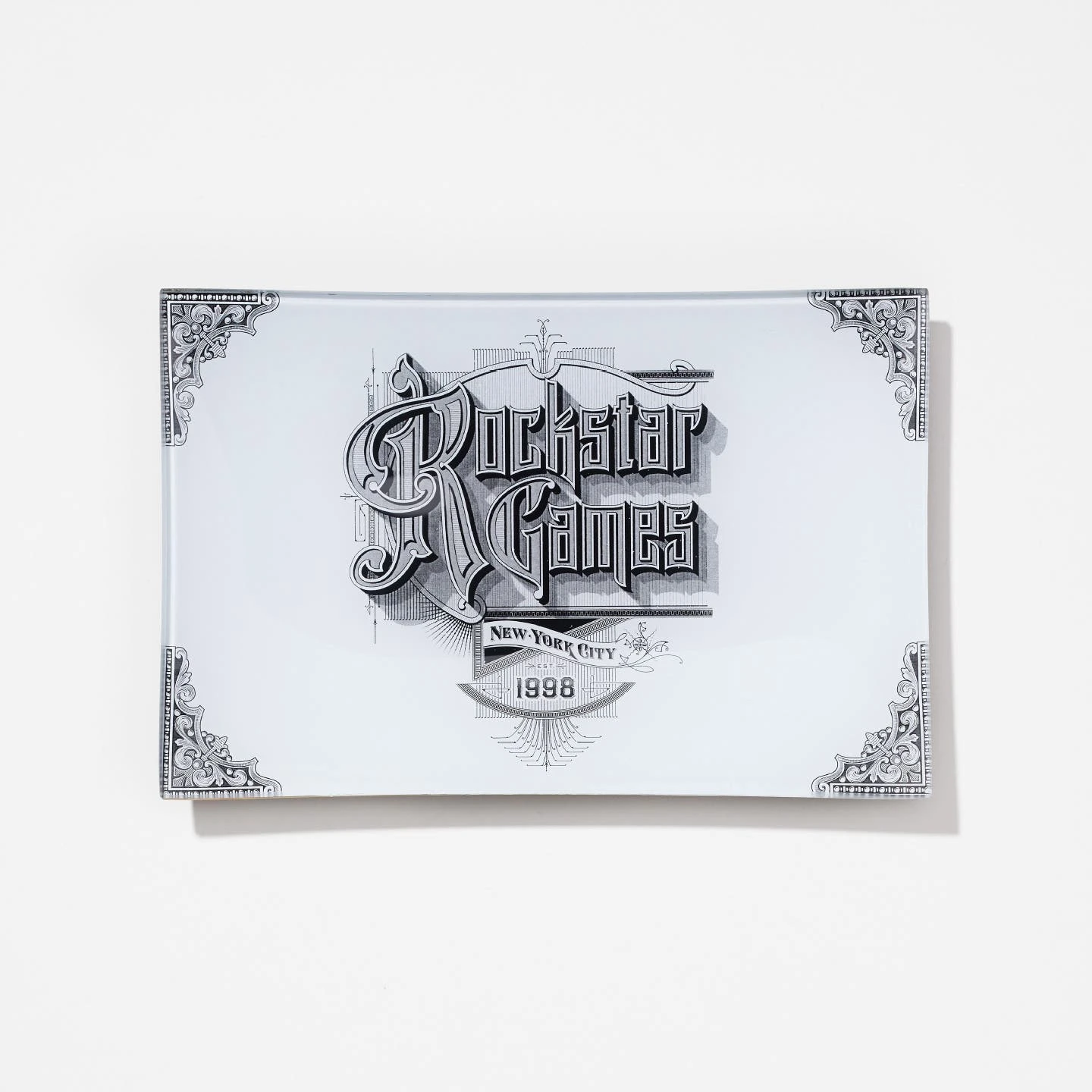 Red Dead Redemption 2 Vintage Rockstar Glass Decoupage Tray by John Derian Co.