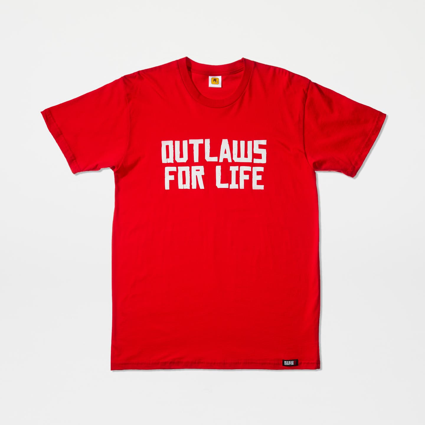 OUTLAWS FOR LIFE Tee (White on Red) - Product Image 1