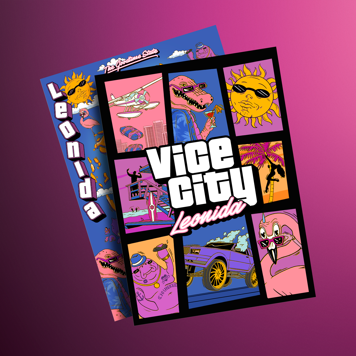 Double-sided Leonida map poster from GTA 6 Vice City Collection